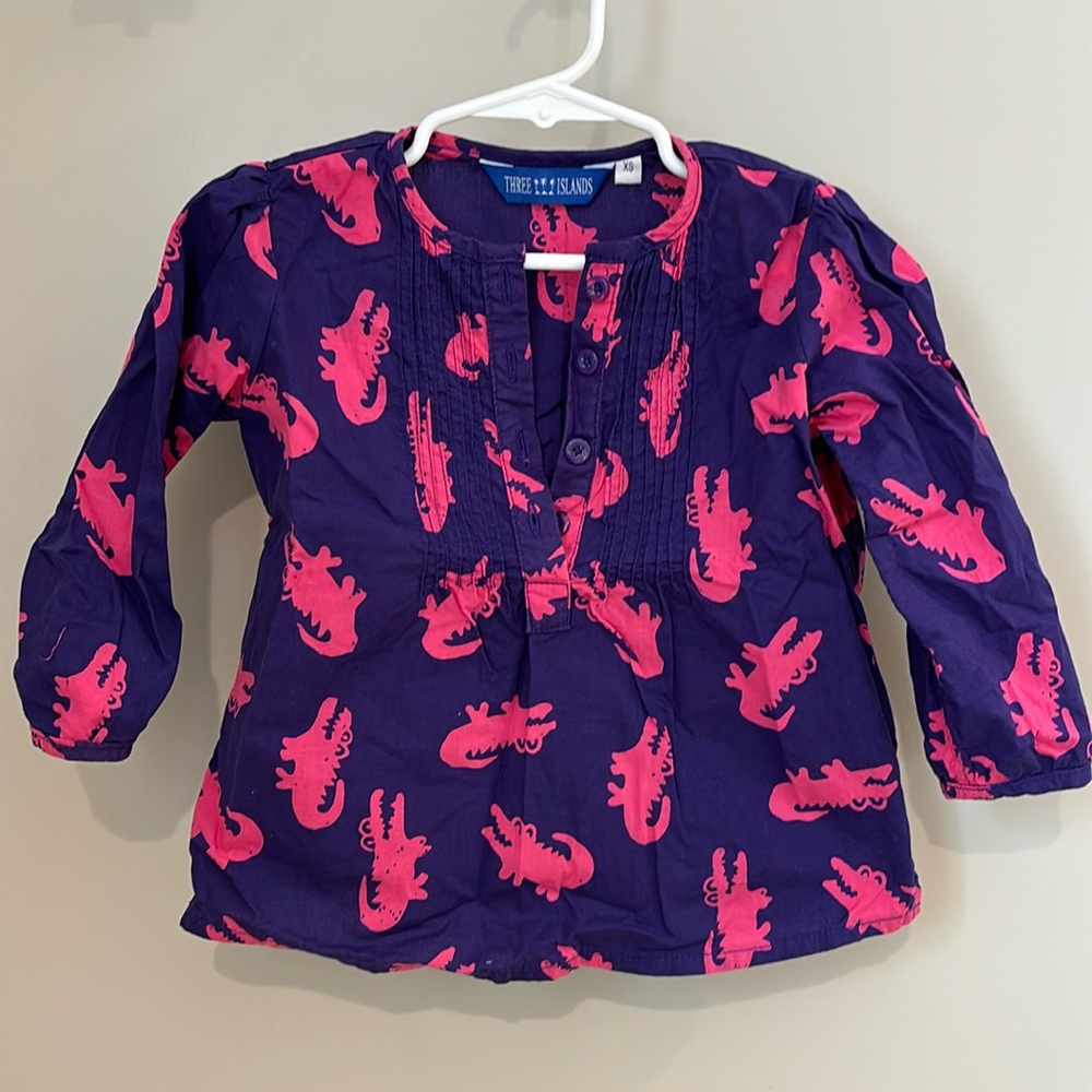 Three Islands purple and pink crocodile tunic with 4 buttons Youth XS